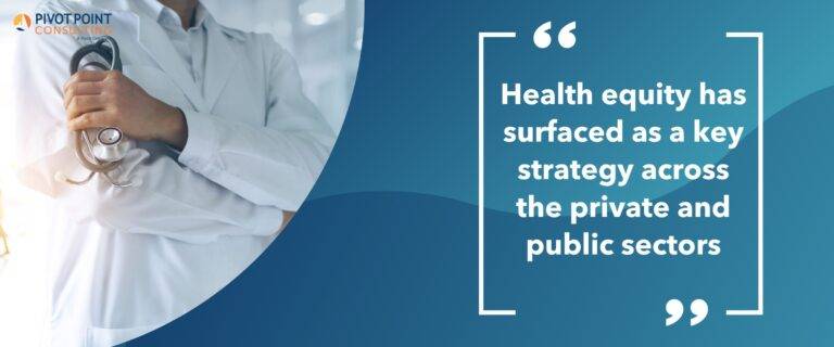 Quote from 2023 ACHE Congress blog post that states, "Health equity has surfaced as a key strategy across the private and public sectors."