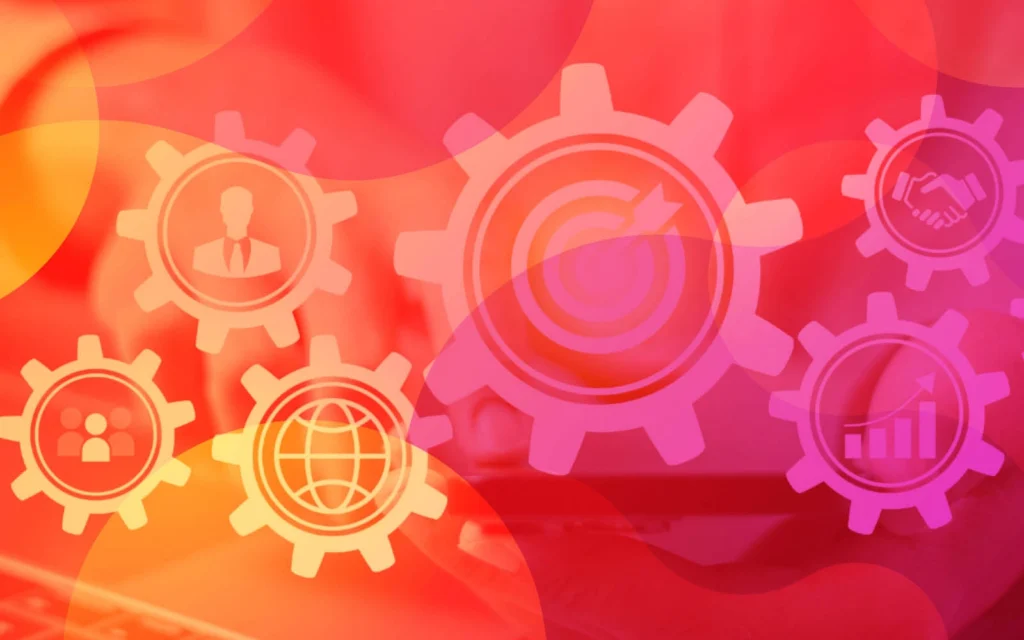 Gears on colorful background