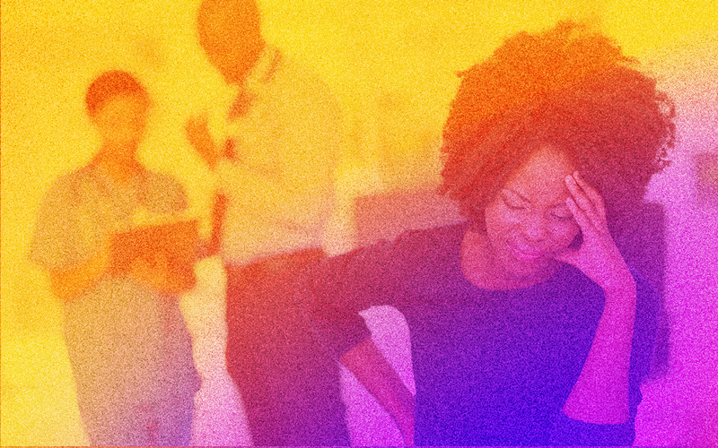 Woman looking stressed in hospital